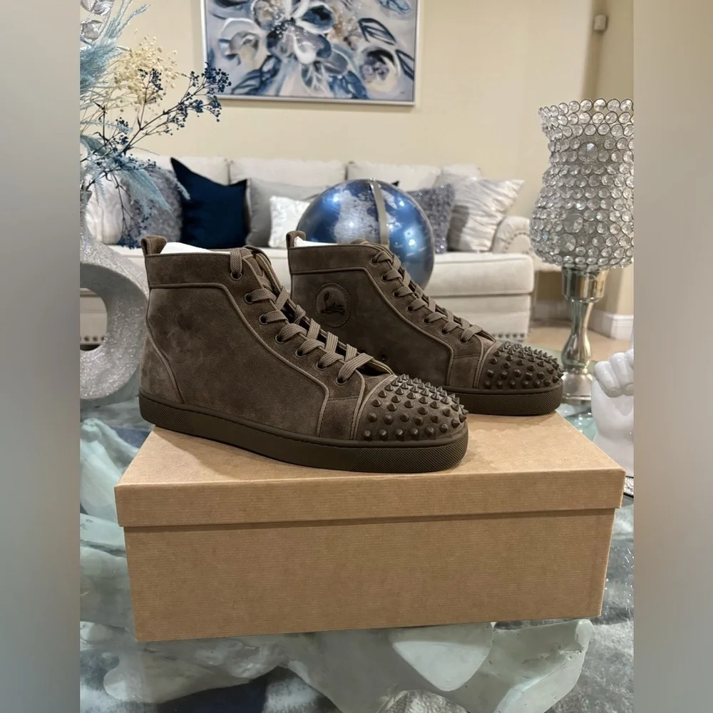 NWT Christian Louboutin Spikes Orlato Flat in Brown Retails at $1045